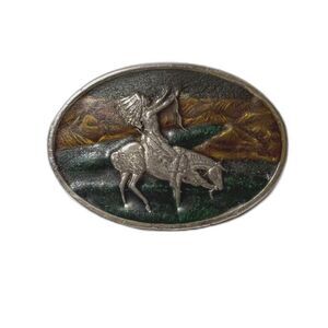 Vtg 1977 Chief Joseph of Nez Perces design Enamel Brass Bergamont Brass Works